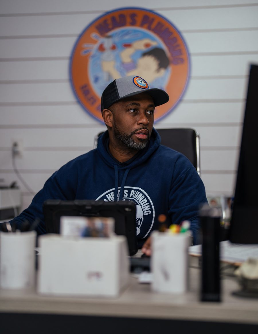 Odari Head, third-generation field operations lead, at Head's Plumbing headquarters